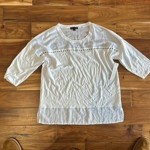 Tribal sheer white tunic style blouse 3/4 sleeves size L